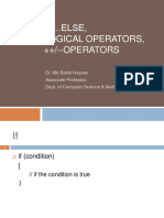 If Else, Logical Operators, ++/ - OPERATORS