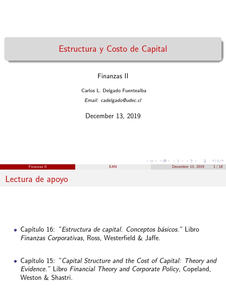 Estructura y Costo de Capital Empresarial | PDF | Flujo de caja ...