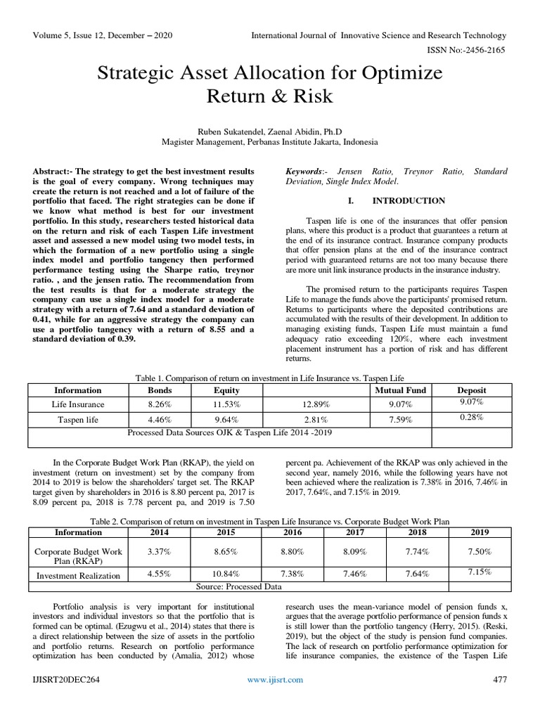 Strategic Asset Allocation for Optimal Returns | PDF | Sharpe Ratio ...