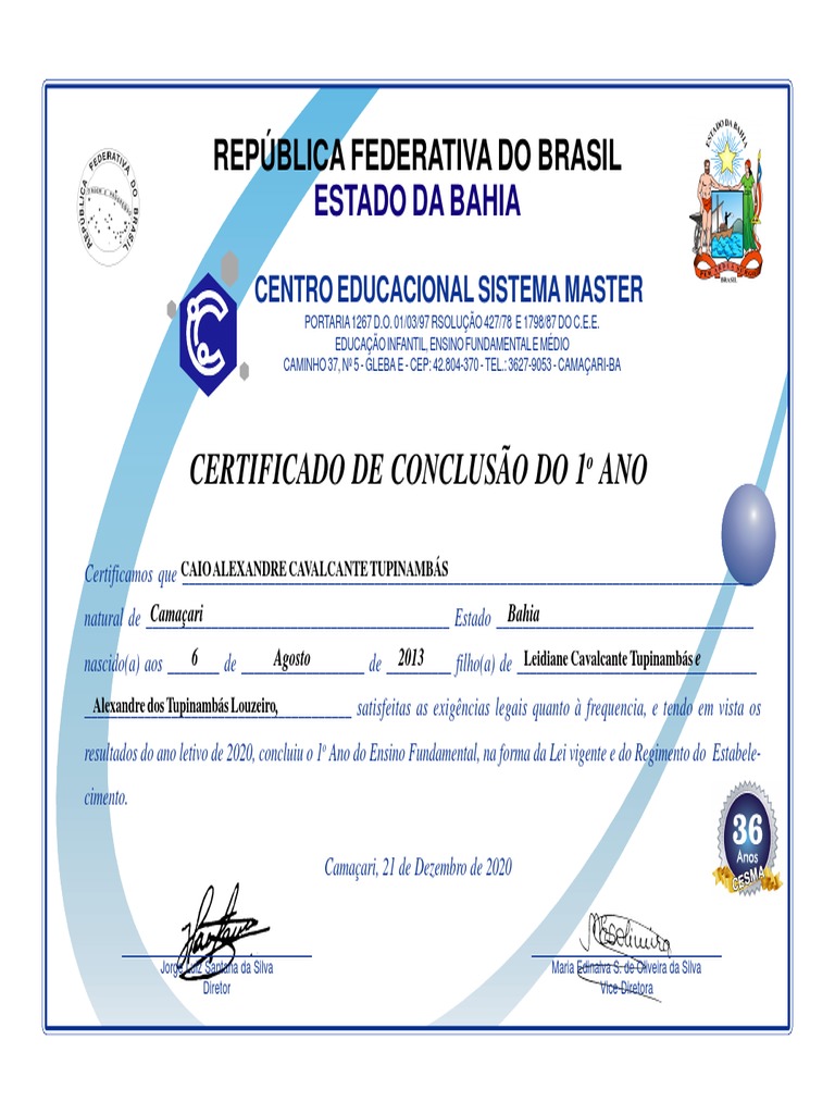 Certificado Caio PDF | PDF