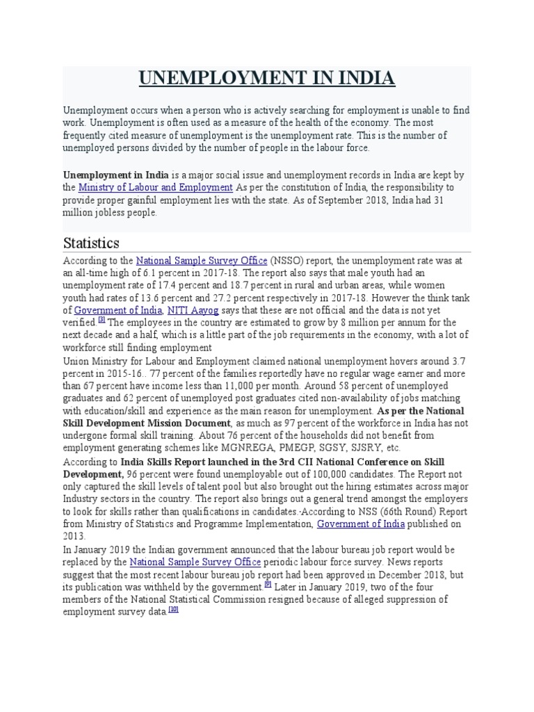 Unemployment in India | PDF | Unemployment | Social Science