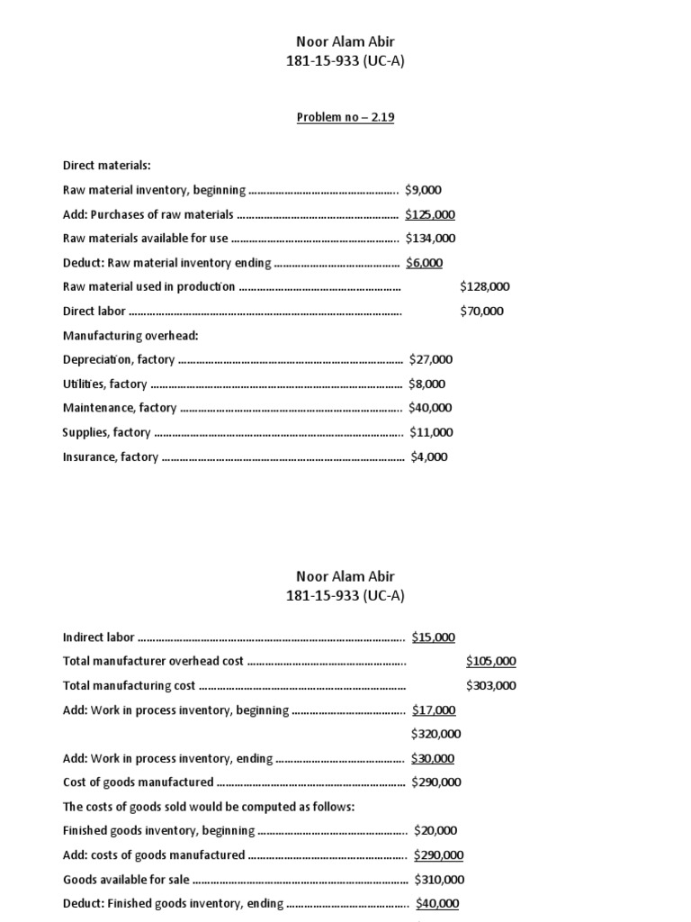 Manufacturing Cost Analysis and Income Statements | PDF | Cost Of Goods ...