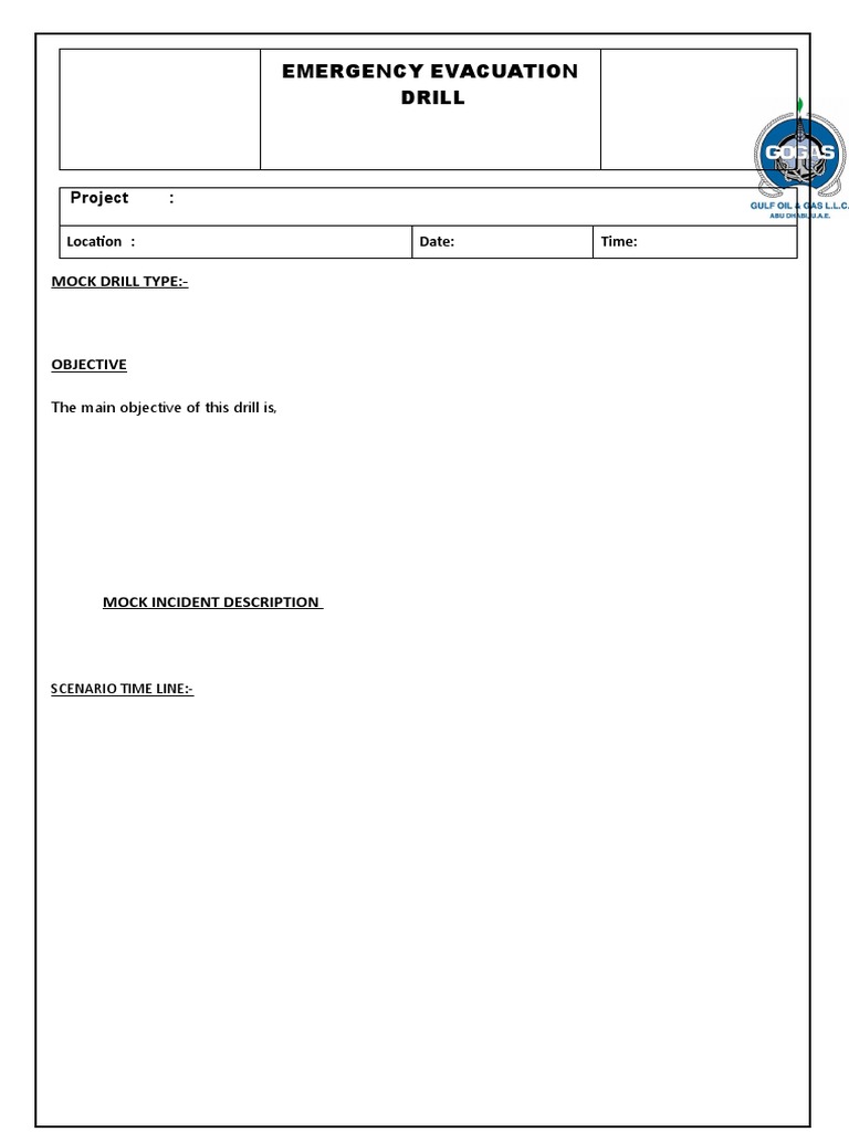 Mock Evacuation Drill Objectives | PDF