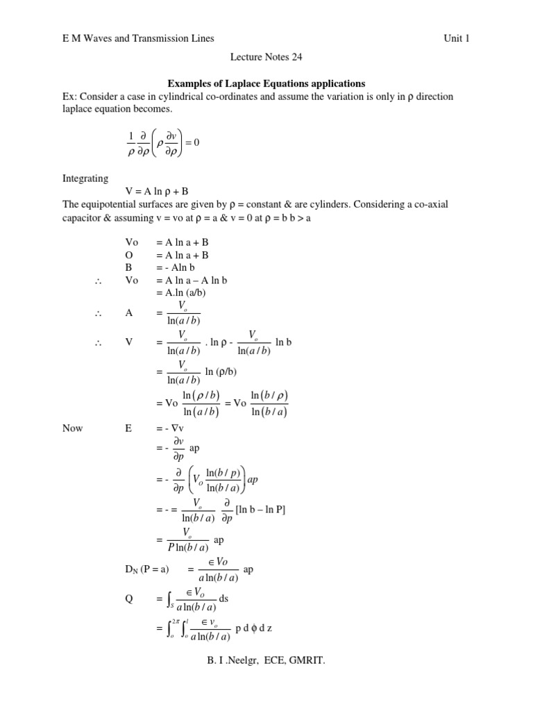 Examples of Laplace Equations Applications PDF Theoretical Physics