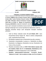 TANGAZO LA KUITWA KWENYE USAILI MOI TCB TEMESA TPRI TRIT KADCO SG MKURABITA Tarehe 8 Feb. 2019