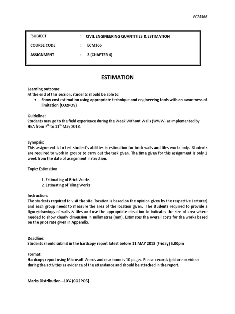 Assignment Estimation | PDF | Business | Nature