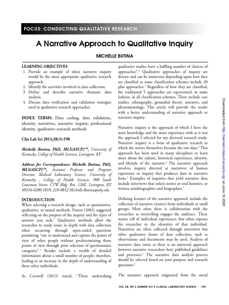 Narrative Inquiry in Qualitative Research | PDF | Qualitative Research ...