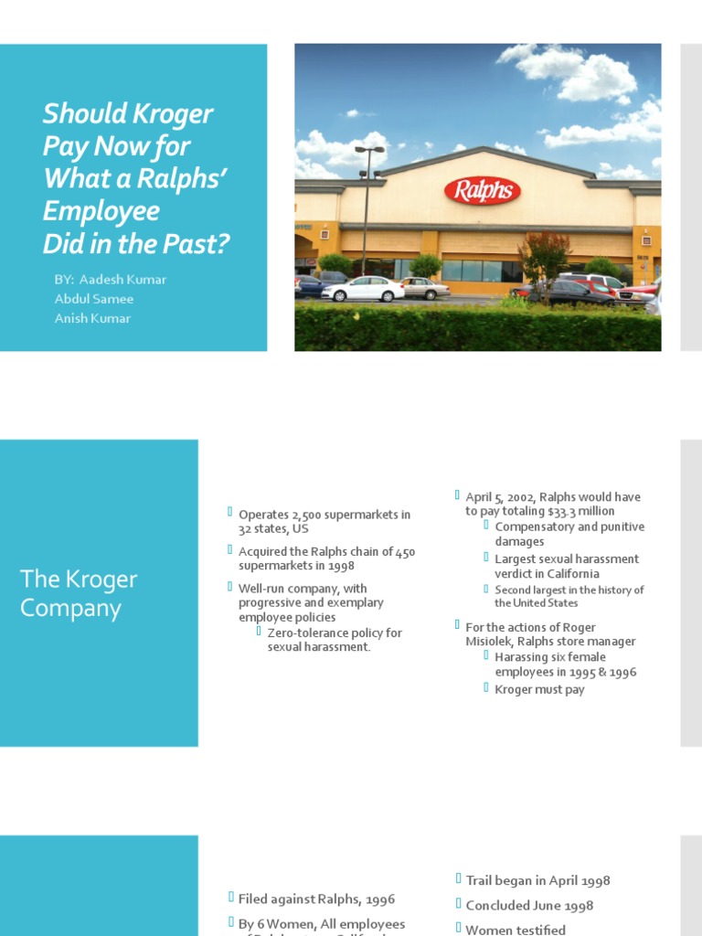 Should Kroger Pay Now For What A Ralphs PDF Damages Sexual Harassment