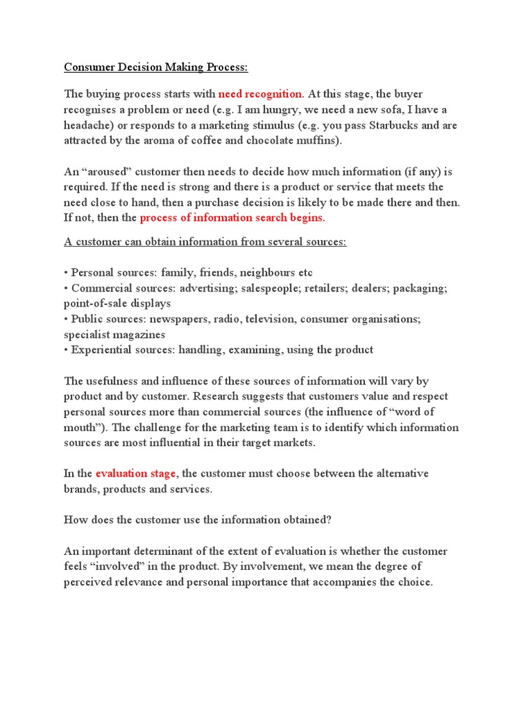 Consumer Decision Making Process | PDF | Microeconomics | Marketing