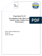 Experiment No (5) Investigation of The Effect of Air Velocity On The Cooling Tower Performance