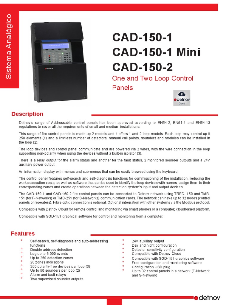 CAD-150-1 CAD-150-1 Mini CAD-150-2: One and Two Loop Control Panels ...