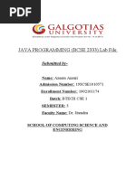 Java Programming (Bcse 2333) Lab File: Submitted by