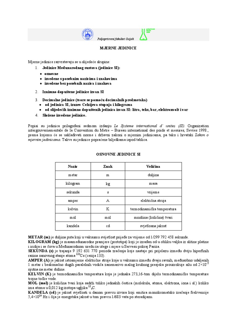 Mjere i mjerne jedinice