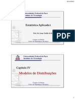 Modelos de distribuições na Estatística Aplicada I