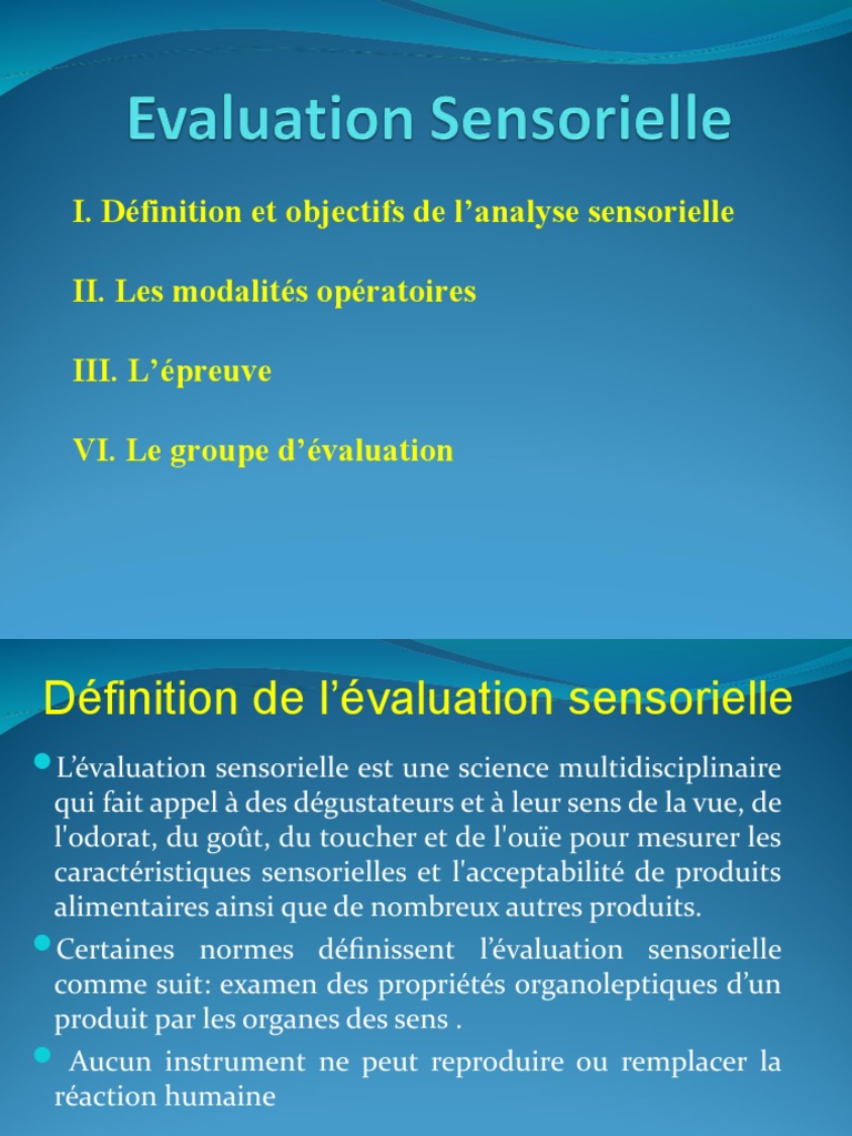 Analyse sensorielle des aliments | PDF | Sens (physiologie) | Goût