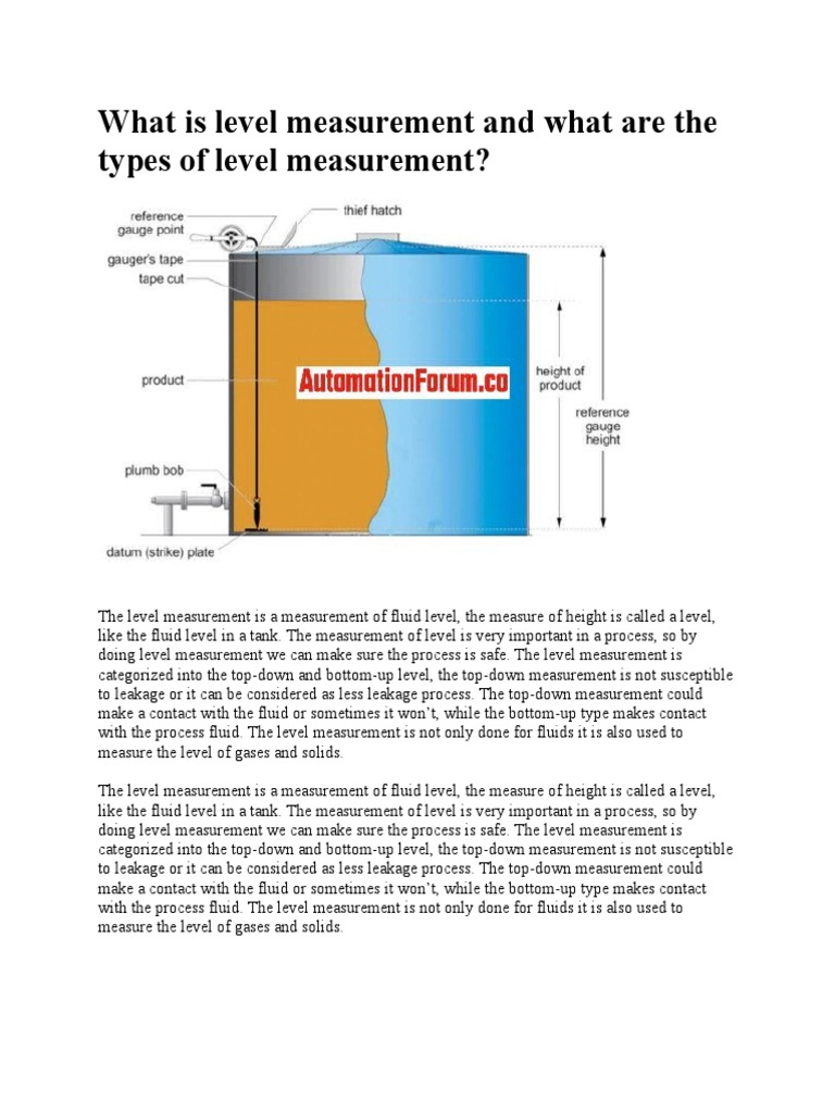 What is level measurement and what are the types of level measurement pdf