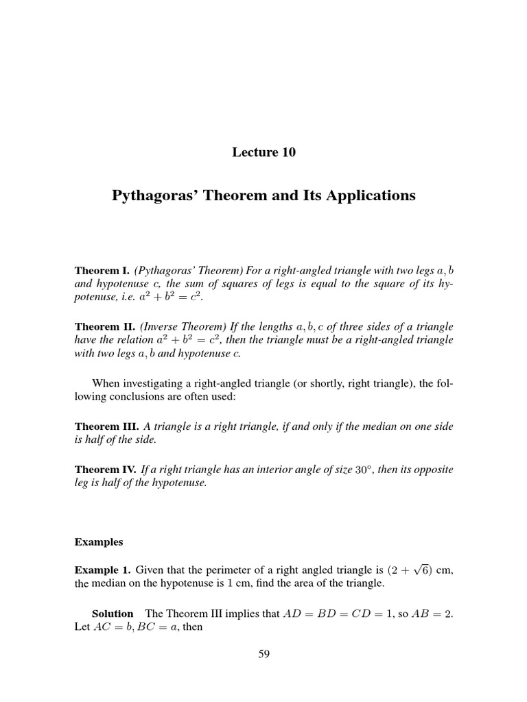 Pythagoras' Theorem Applications | PDF | Triangle | Elementary Geometry