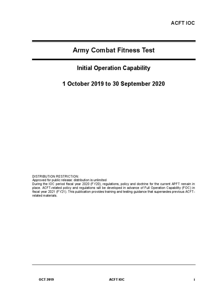 Army Combat Fitness Test: Initial Operation Capability 1 October 2019 ...