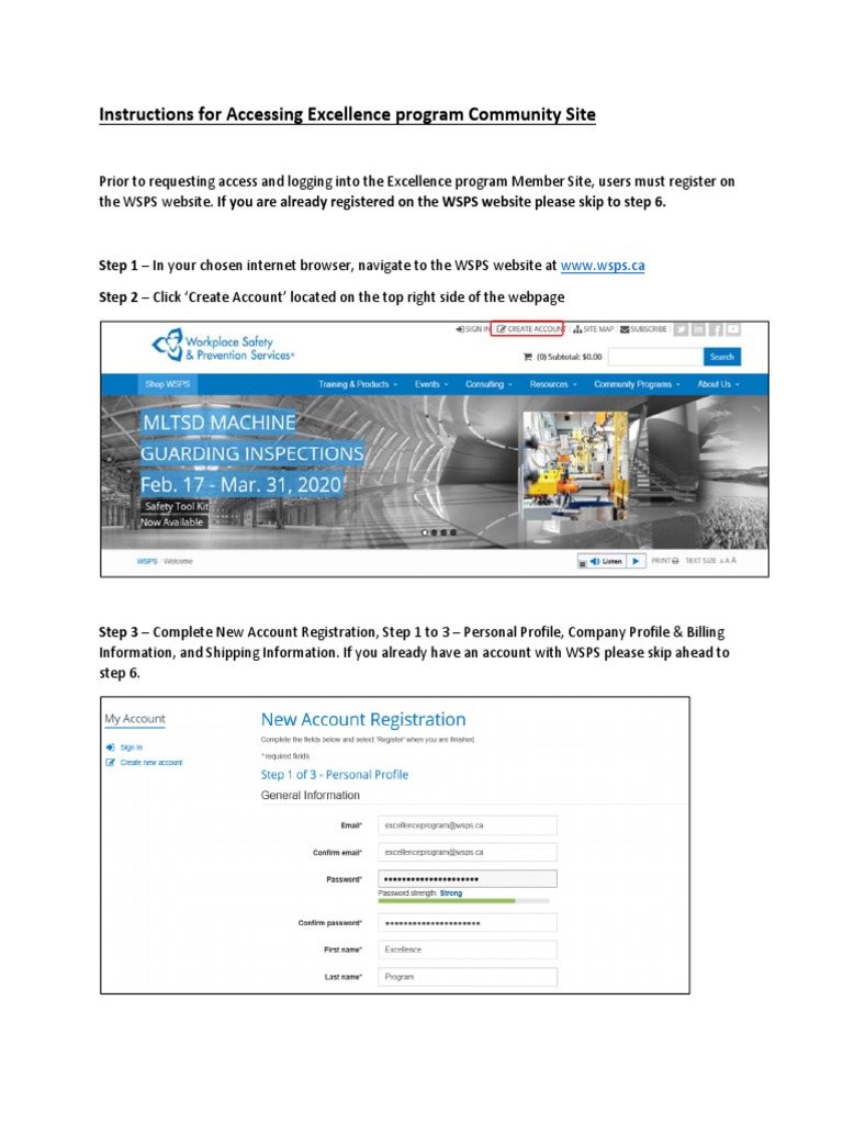 Instructions For Accessing Excellence Program Community Site | PDF ...