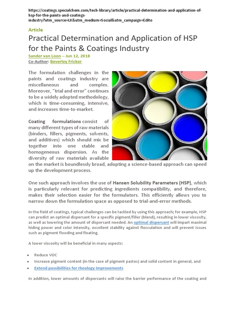HSP Applications in Coatings Formulation | PDF | Solubility | Solvent