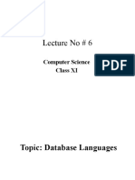 Lecture No # 6: Computer Science Class XI