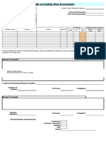 Health and Safety Risk Assessment: Name of Risk Assessor Date of Risk Assessment