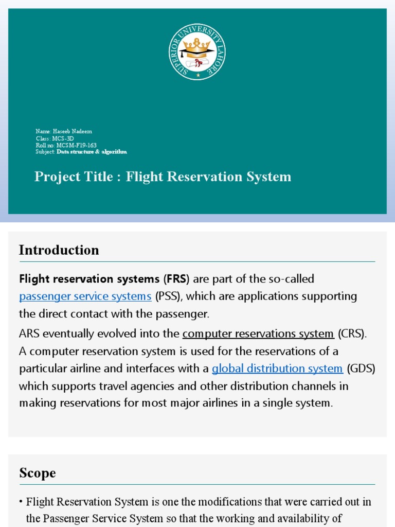 Flight Reservation System Overview | PDF