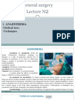 General Surgery Lecture N: 1. Anaesthesia. - Medical Uses - Techniques