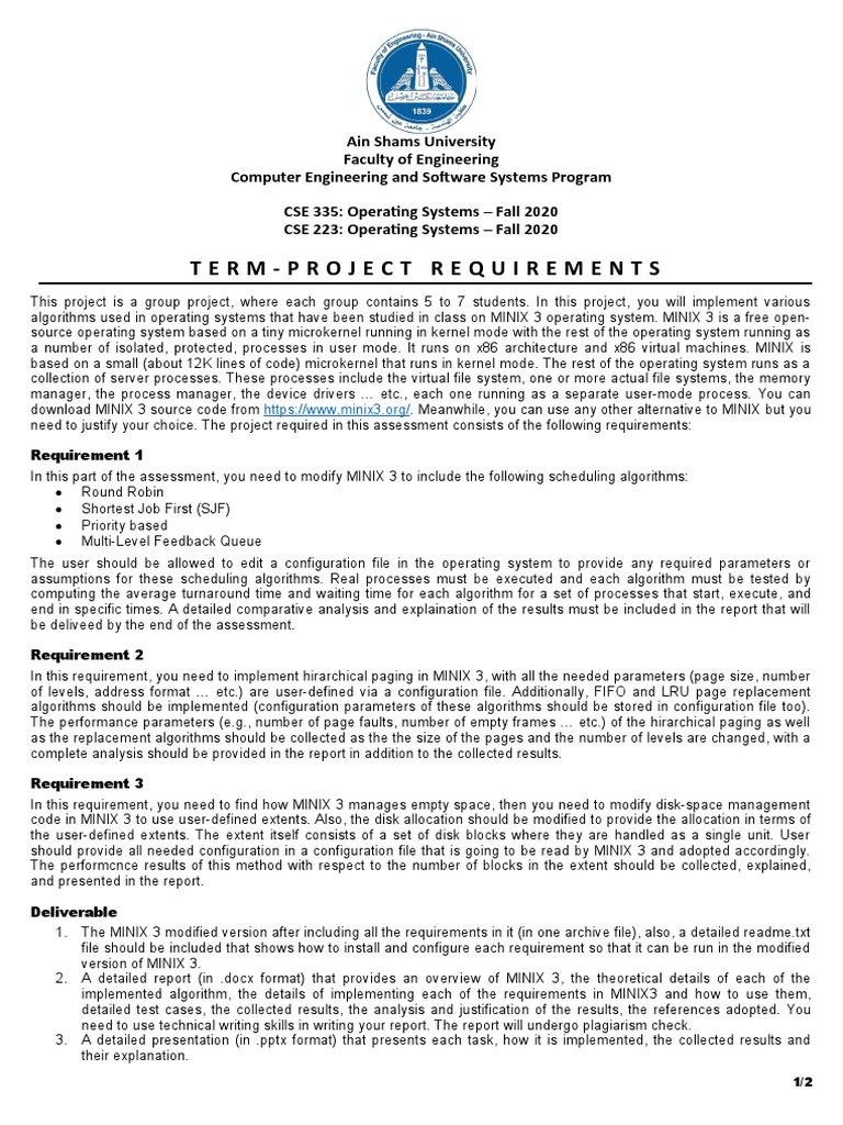 MINIX 3 Operating Systems Project Guide | PDF | Kernel (Operating ...