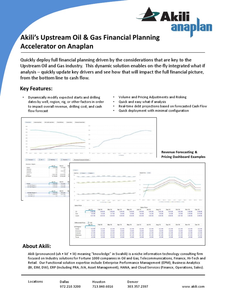 Akili's Upstream Oil & Gas Financial Planning Accelerator On Anaplan ...