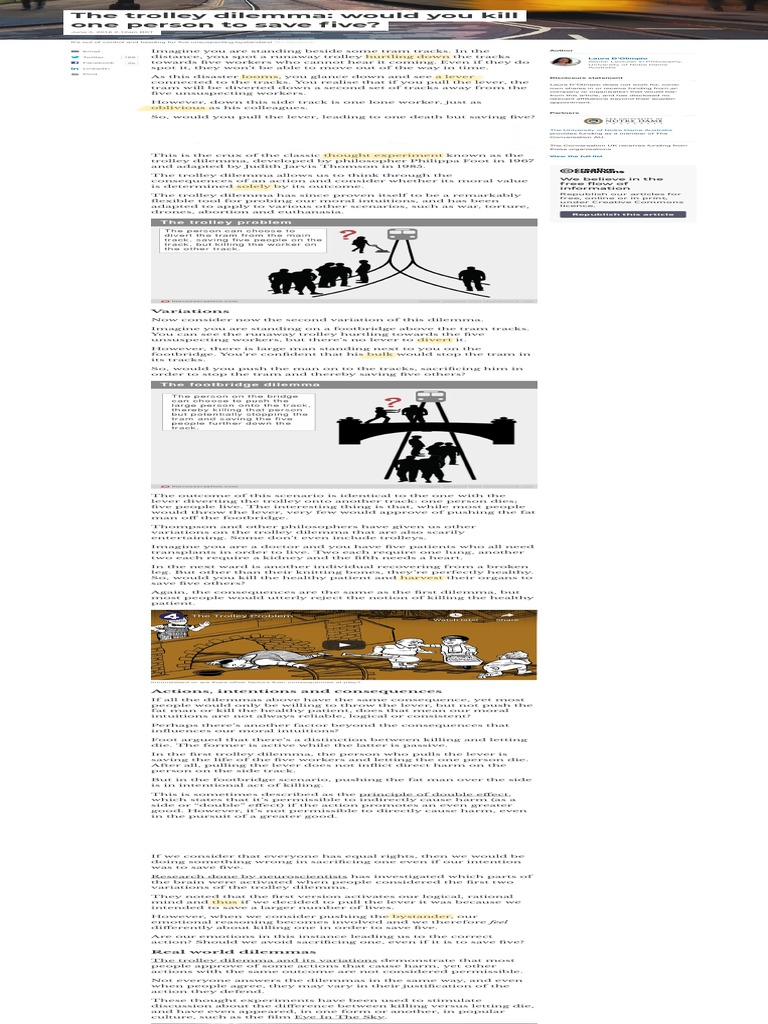 The Trolley Dilemma Would You Kill One Person To Save Five Pdf