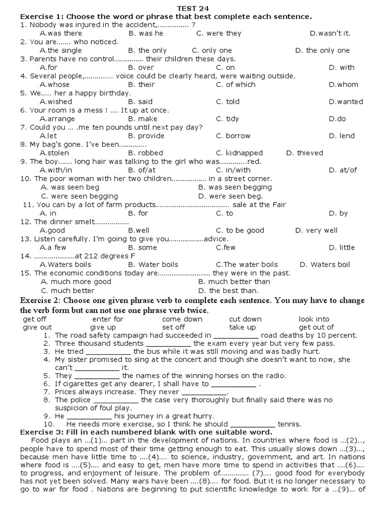 Sentence Completion Exercises | PDF