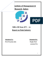 Prestige Institute of Management & Research, Indore: Report On Paint Industry