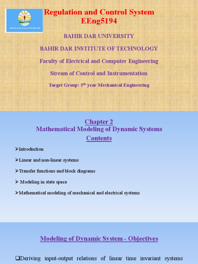 Chapter 2 Mathematical Modeling Of Dynamic System Pdf Nonlinear