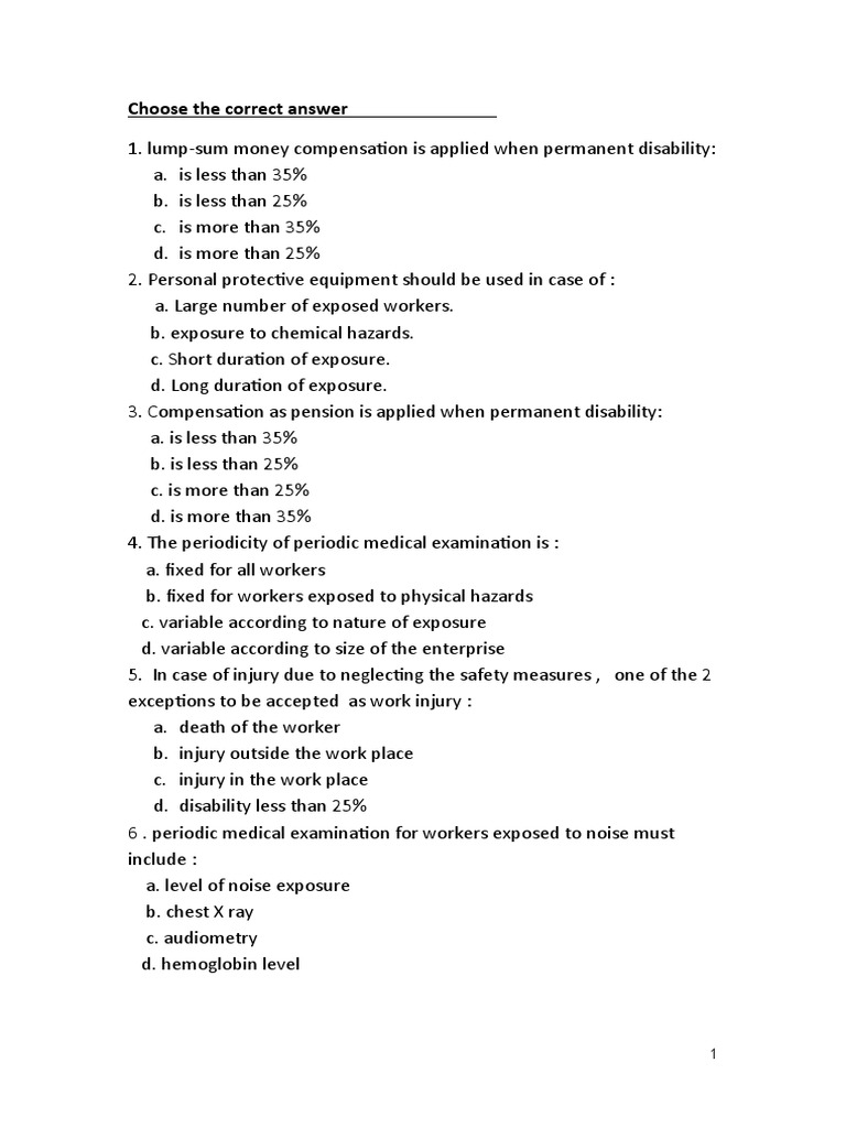 Final MCQ PDF Personal Protective Equipment Occupational Safety