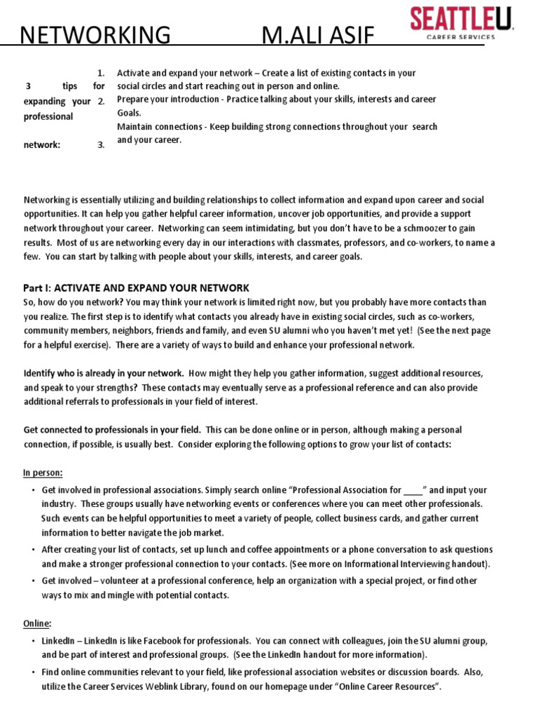 Networking Handout FINAL PDF Linked In Blog