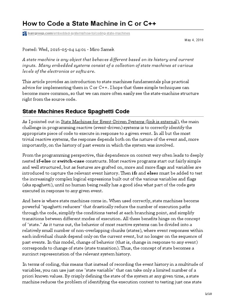 How To Code A State Machine in C or C | PDF | Computer Programming ...