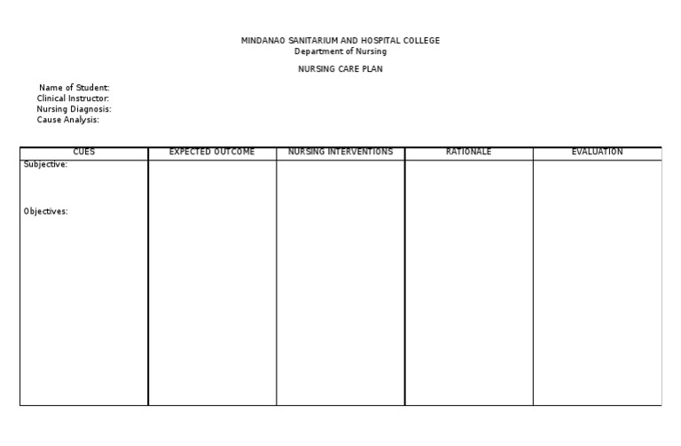 Nursing Care Plan Template Guide | PDF