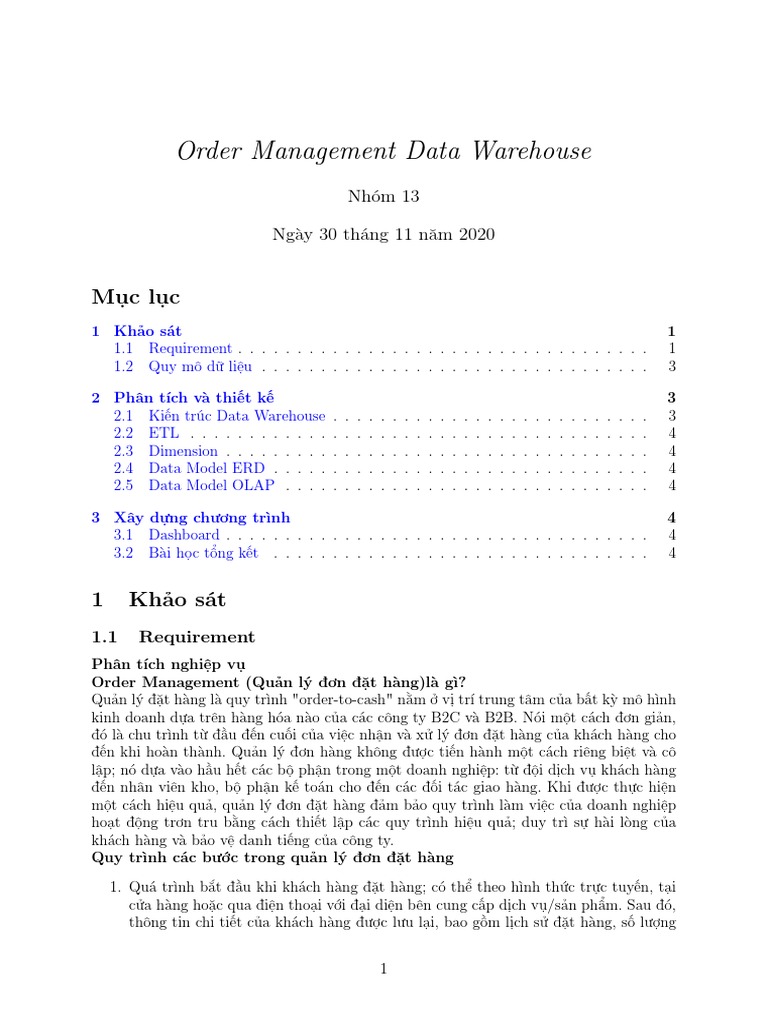 Order Management Data Warehouse: M C L C | PDF