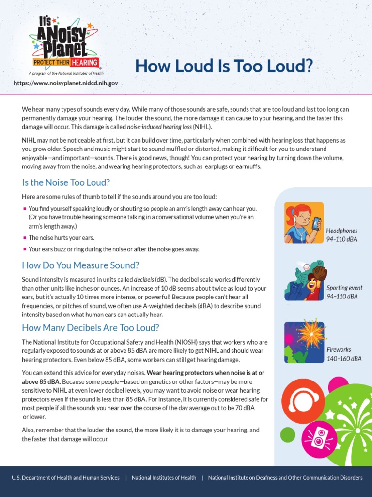 How Loud Is Too Loud PDF Noise Hearing Loss