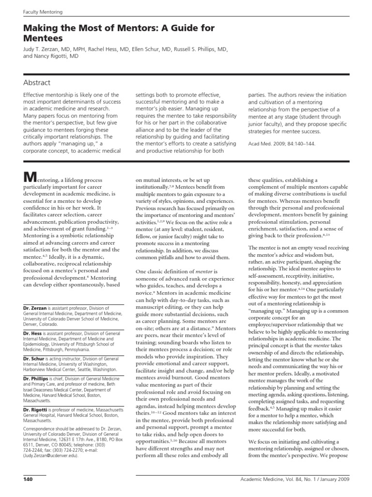 Making The Most of Mentors: A Guide For Mentees | PDF