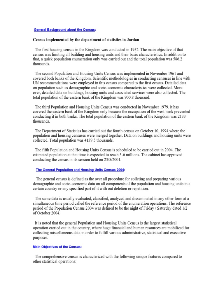 General Background About The Census | PDF | Census | Demography