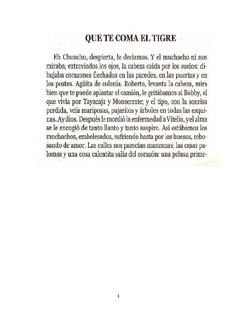 Que Te Coma El Tigre PDF | PDF