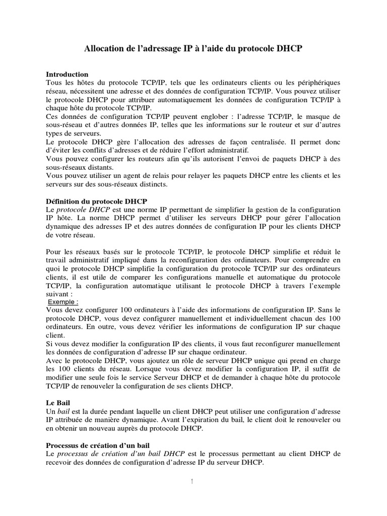 Gestion DHCP et DNS dans les réseaux | PDF | Système de noms de ...