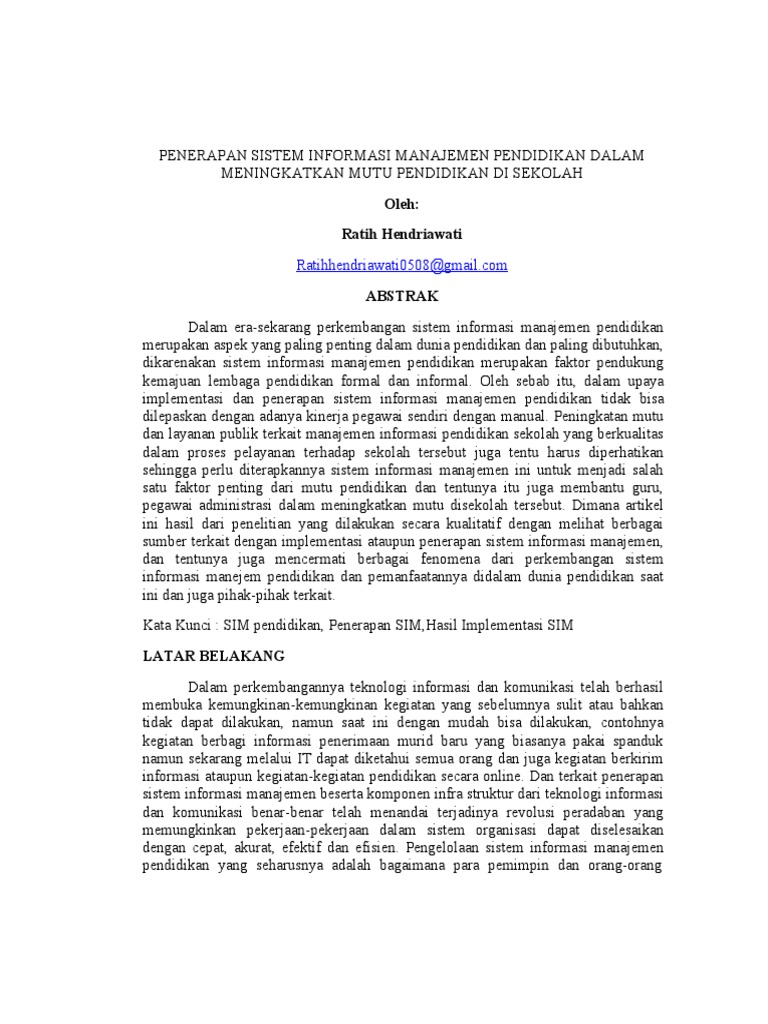 Artikel Sistem Informasi Manajemen 23 Ratih Hendriawati 17002069 Pdf