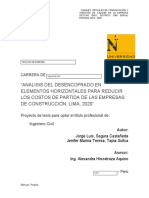 Analisis Del Desencofrado en Elementos Horizontales para Reducir Los Costos de Partida de Las Empresas de Construcción, Lima, 2020