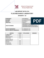 Fluid Mechanics Laboratory: Lab Report SKTG 2741