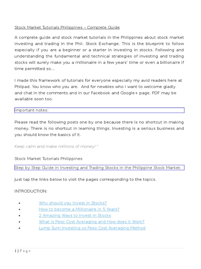 Stock Market Tutorials Philippines - Complete Guide: Important Notes ...