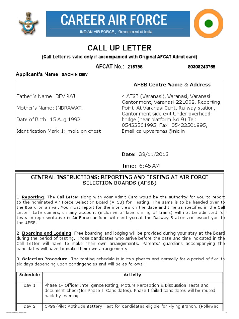 Career Air Force-India (Candidate Section) | PDF | Identity Document ...