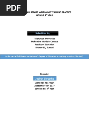 AN OVERALL REPORT WRITING OF TEACING PRACTICE OF Bed